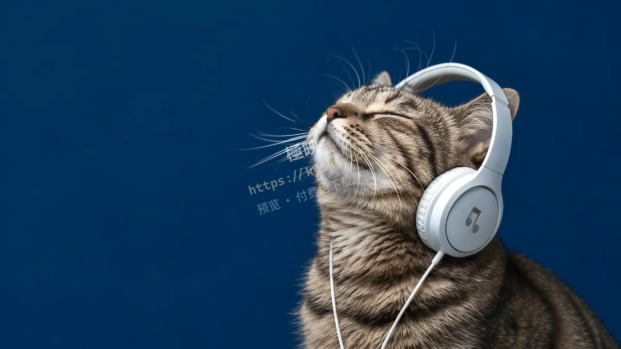 治愈戴耳机萌猫
